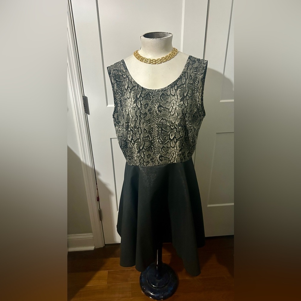 Walter Baker Black and Snake Print Mini Dress